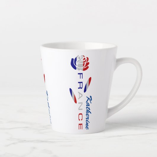 フラグフランスのバラ小パーソナライズされたさい カフェラテマグ (右)