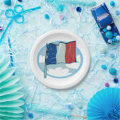 フラグフランスの赤白青紙プレート ペーパープレート (パーティー)