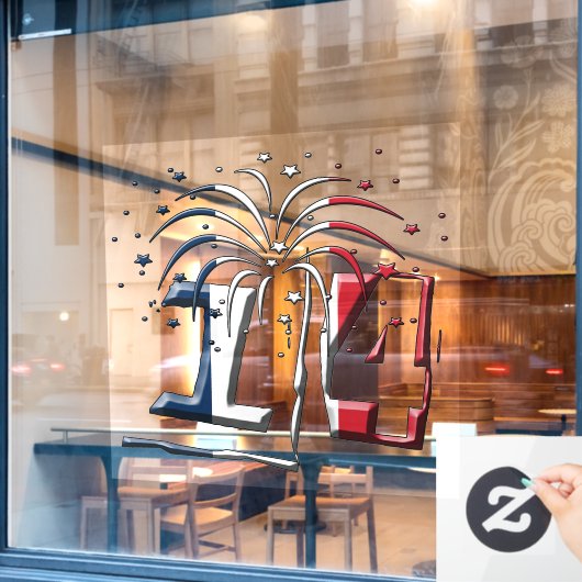 フラグフランスの7月14日クアトルツジュイレットBastille日 ウィンドウサイン (カフェ窓)