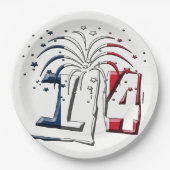 フラグフランスの7月14日クアトルツジュイレットBastille日 ペーパープレート (正面)