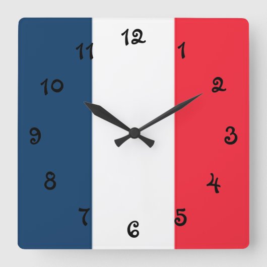 フラグフランスの スクエア壁時計 (正面)