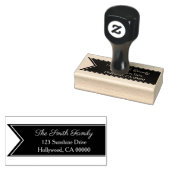 フラグモダンリボンとファミリ名 ラバースタンプ (押印)