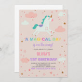 フラグユニコーン誕生日招待状 招待状 (正面/裏面)