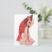 フラグレディ7月4日ヴィンテージ愛国的はがきアート ポストカード (スタンド正面)