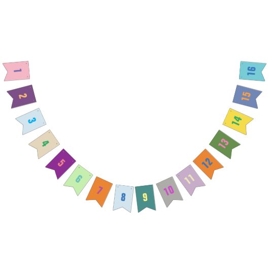 フラグ上のカスタマイズ可能な数値1 ～ カラフル 16 バンティングフラッグ (全)