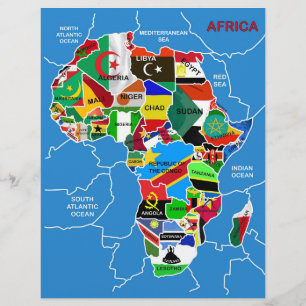 フラグ付きアフリカの地図 チラシ