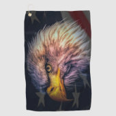フラグ付きアメリカハゲワシ ゴルフタオル (正面)