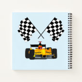 フラグ付きイエローレース市松模様にカー ノートブック (裏面)