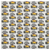 フラグ付きイエローレース市松模様にカー ファブリック (見本)