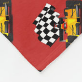 フラグ付きイエローレース市松模様にカー フリースブランケット (角)