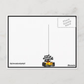 フラグ付きイエローレース市松模様にカー ポストカード (裏面)