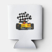 フラグ付きイエローレース市松模様にカー 缶クーラー (裏面)