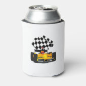 フラグ付きイエローレース市松模様にカー 缶クーラー (缶裏面)