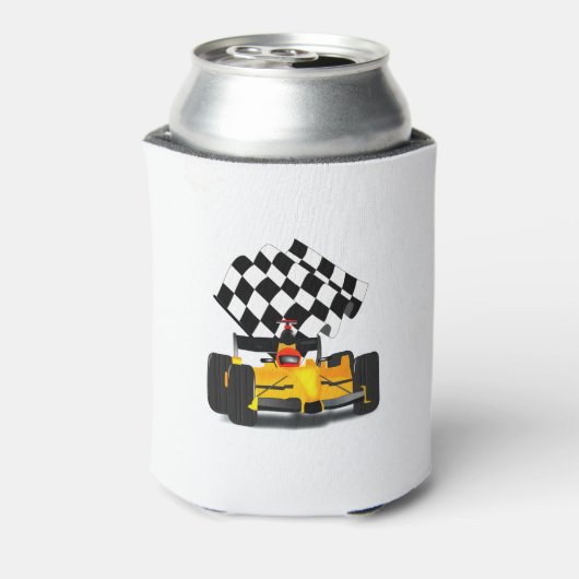 フラグ付きイエローレース市松模様にカー 缶クーラー (缶裏面)