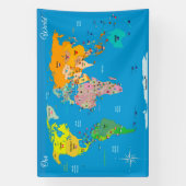 フラグ付きワールドマップ 横断幕 (縦)