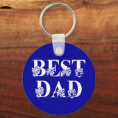 フラグ付き最高のパパホワイト文字 キーホルダー (正面)