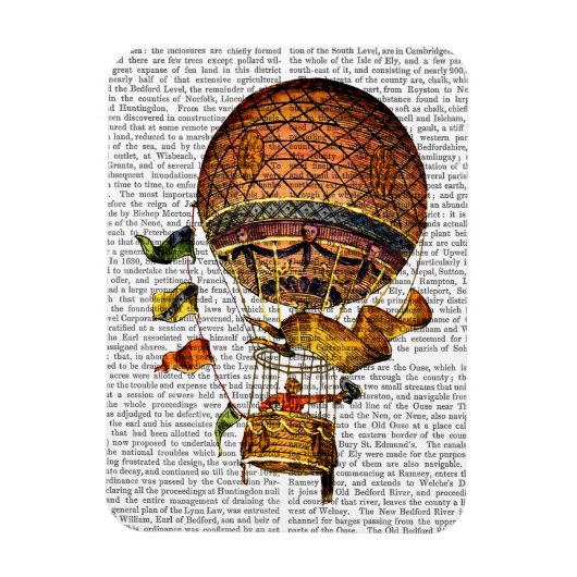 フラグ付き熱気球 マグネット (縦)