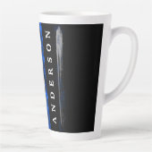 フラグ動揺して薄い青い線のラテマグカップ カフェラテマグ (右)