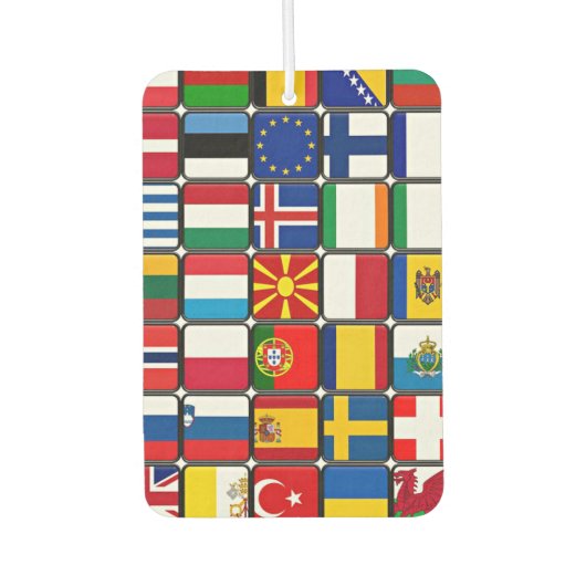 フラグ国際的コラージュ、世界の国旗 カーエアーフレッシュナー (正面)