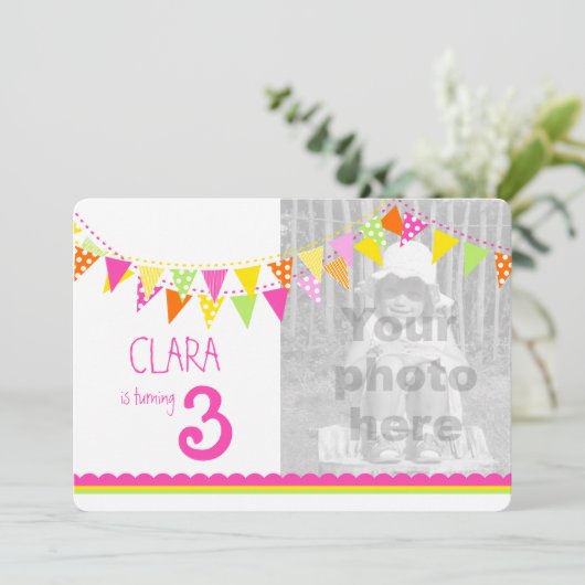 フラグ女カラフルの子3rd誕生日パーティー招待状 招待状 (スタンド正面)