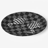 フラグ市松模様にデザイン紙パーティープレート ペーパープレート (アングル)