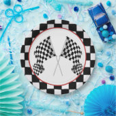 フラグ市松模様にデザイン紙パーティープレート ペーパープレート (パーティー)