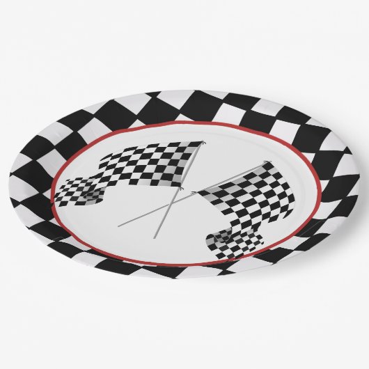 フラグ市松模様にデザイン紙パーティープレート ペーパープレート (アングル)