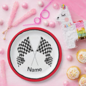 フラグ市松模様にデザイン紙パーティープレート ペーパープレート (パーティー)