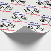 フラグ市松模様にハッピーバースデーギフトパーソナライズされた ラッピングペーパー (角)