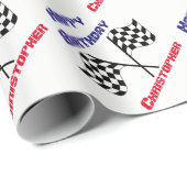 フラグ市松模様にハッピーバースデーギフトパーソナライズされた ラッピングペーパー (ロールコーナー)