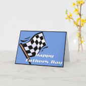 フラグ市松模様にハッピーパパの日のグリーティングカード カード (黄色い花)