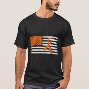 フラグ白血病および多発性硬化症リボン家族 Tシャツ