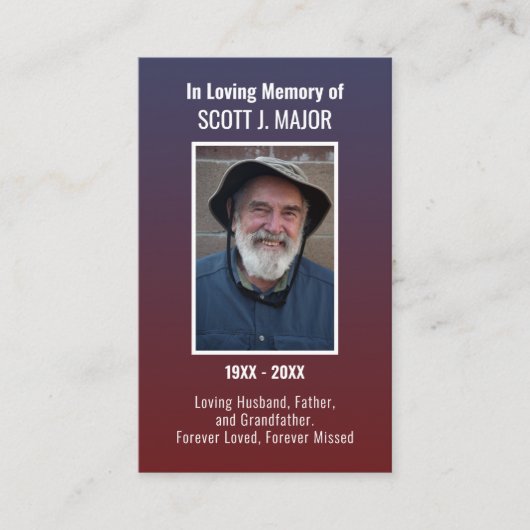 フラグ祈りの言葉カードグラデーションフォトブルー赤カード 名刺 (正面)