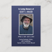 フラグ葬儀記念写真ブルー祈りの言葉カード 名刺 (正面)