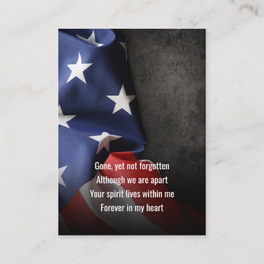 フラグ葬儀記念写真ブルー祈りの言葉カード 名刺 (裏面)