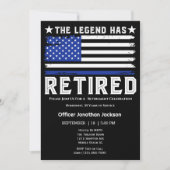 フラグ薄い青い線の警察官の退職 招待状 (正面)