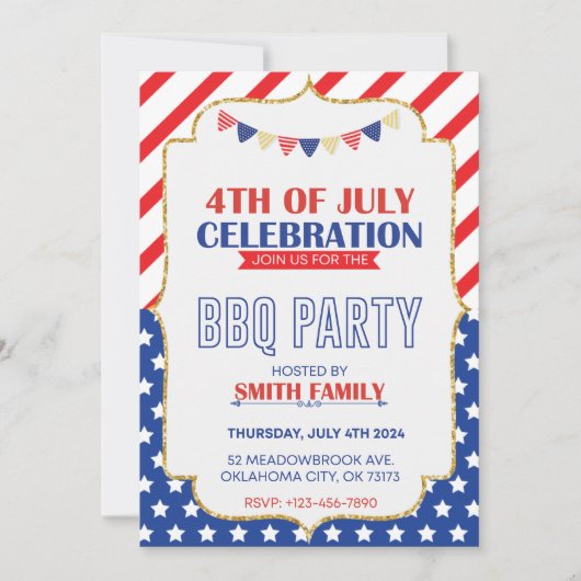 フラグ鮮やかデザイン独立日パーティー 招待状 (正面)