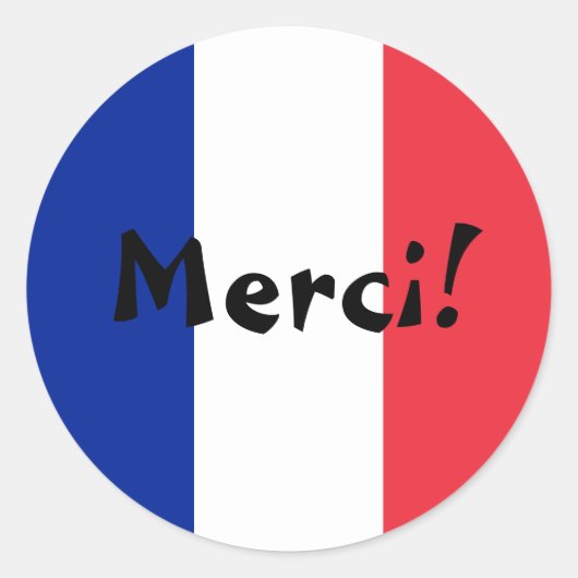 フラグ・ありがとう フランス語でメルシー! ラウンドシール (正面)
