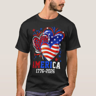 フラグ ハート レパード 1776 2026 7月4日 250周年 Tシャツ