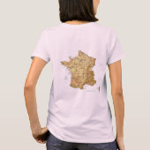フラグ+地図+テキストTシャツ フランス Tシャツ (裏面)