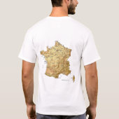 フラグ+地図+テキストTシャツ フランス Tシャツ (裏面)