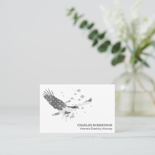 **フラグUSAアメリカンイーグル白黒シンプル 名刺 (スタンド正面)