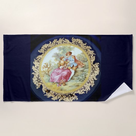 フラゴナールのカップル ビーチタオル (正面)