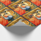 フラジオレットのクリスマスを遊んでいる天使のミュージシャン ラッピングペーパー (角)