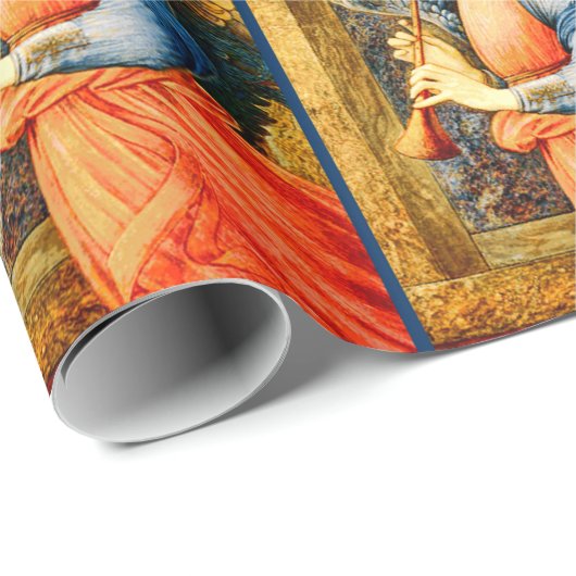 フラジオレットのクリスマスを遊んでいる天使のミュージシャン ラッピングペーパー (ロールコーナー)