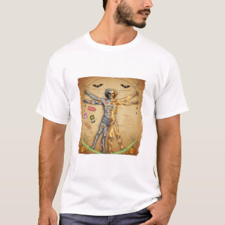 フラジールスケルトン ミーム - ヴィトルウィウス的人体図 ひび割れ パロ Tシャツ