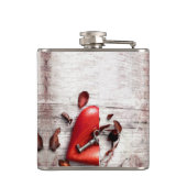 フラスクパーソナライズされたカントリーウッド鍵からハートRu フラスク (裏面)