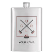 フラスコをカールする交差させたほうき-あなたの名前を加えて下さい フラスク (正面)