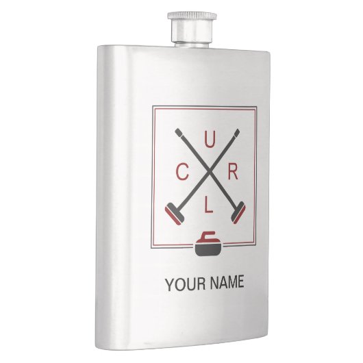 フラスコをカールする交差させたほうき-あなたの名前を加えて下さい フラスク (右)