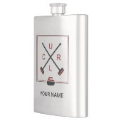 フラスコをカールする交差させたほうき-あなたの名前を加えて下さい フラスク (左)